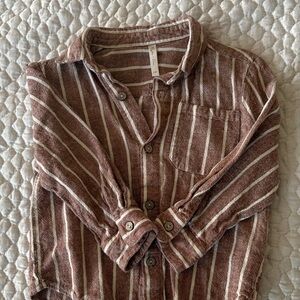 Rylee + Cru Brown Striped Kids Shirt